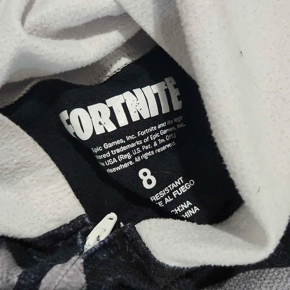 Fortnite Skull Trooper Union Suit Boys 8 Pajamas Black white